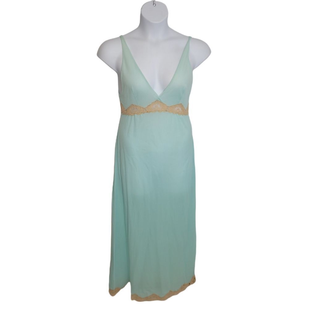VINTAGE 70s Emilio Pucci‎ blue nightgown with lace trim S